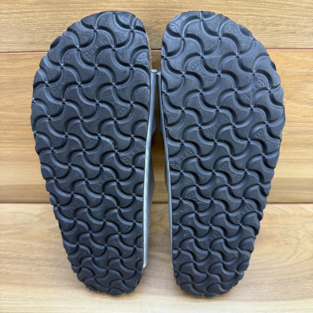 Birkenstock Arizona Soft Footbed Sandal Womens 6 N EU 37 Silver Birko Travel